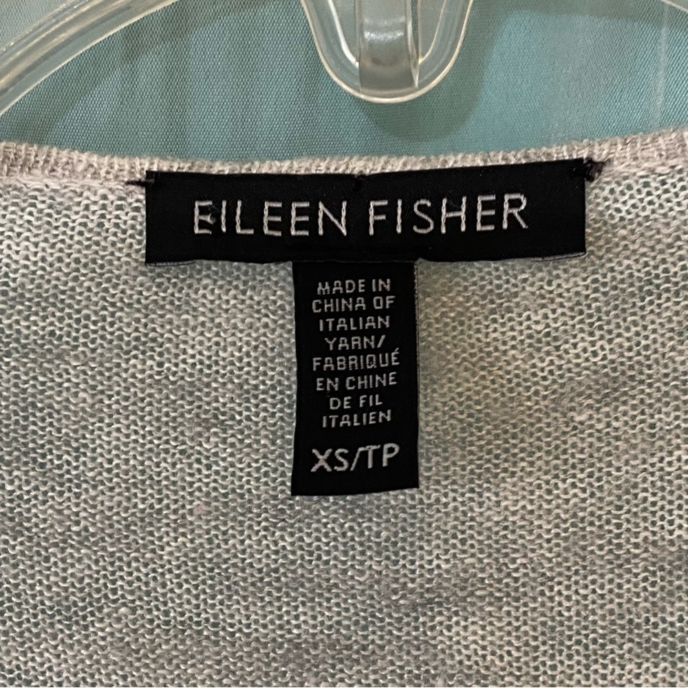 Eileen Fisher Knit Open Cardigan Gray 3/4 length sleeves Sz XS - Picture 2 of 7